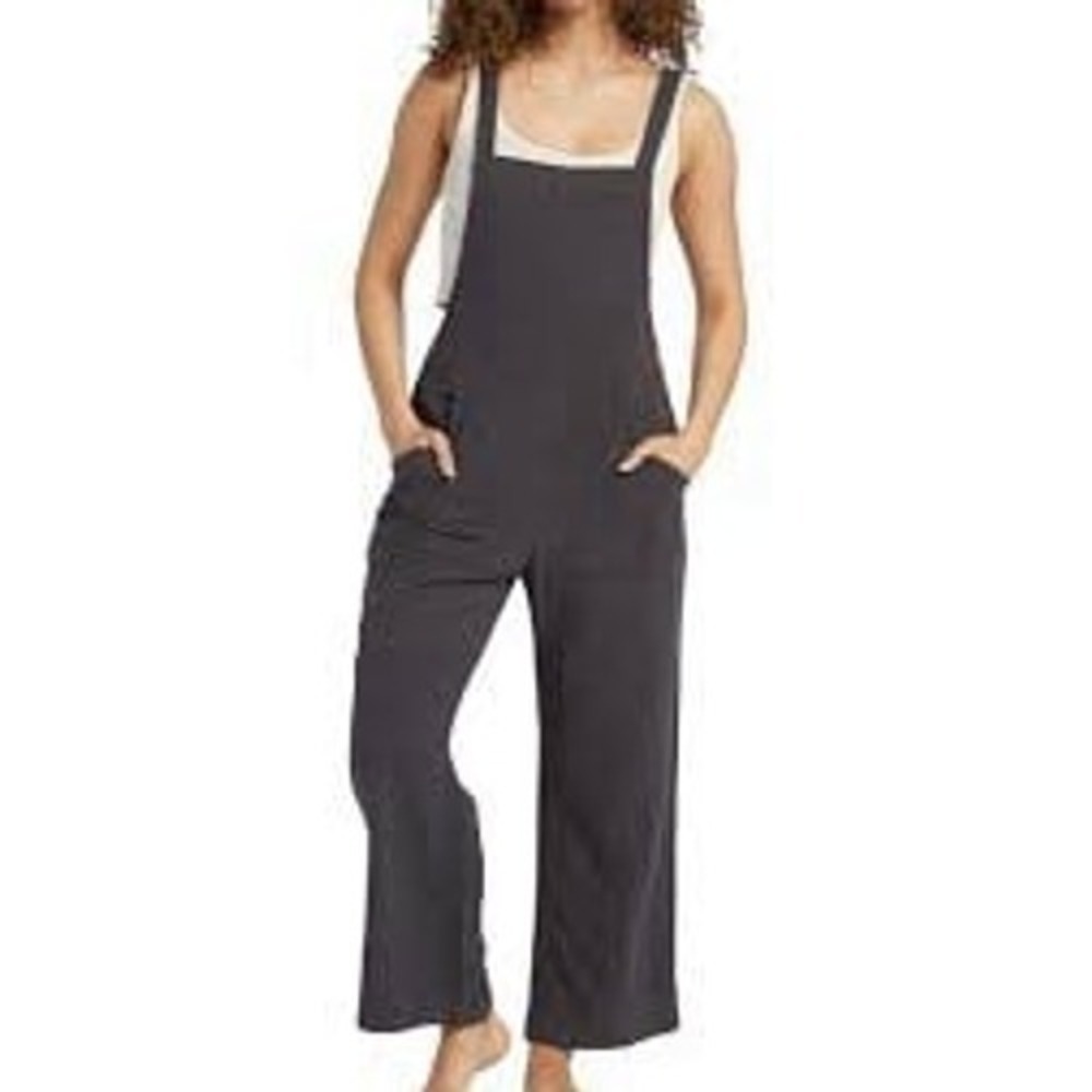 Toad & Co Eco Hemp Jumpsuit Blue Relaxed Fit Wide Leg pockets Baggy